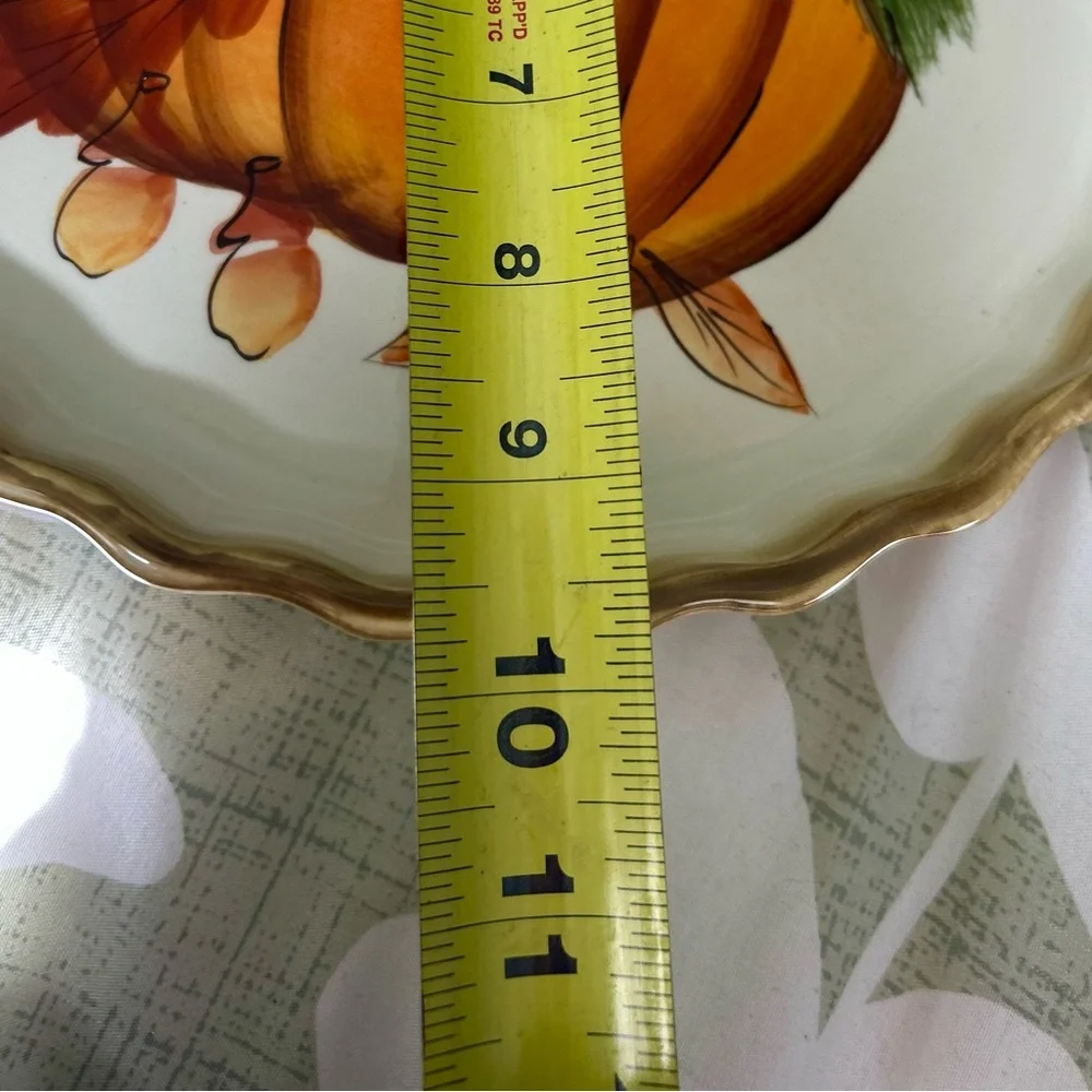 VTG Fall Charming Farmhouse Autumn Pumpkin Pie Kitchen Bakeware Pie Plate 10in